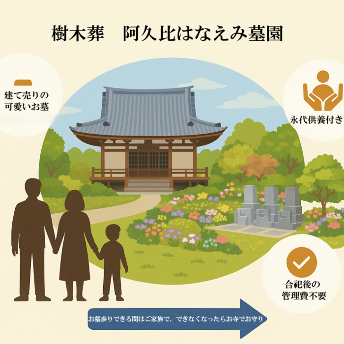 従来のお墓と樹木葬の違いを視覚的に比較した図
