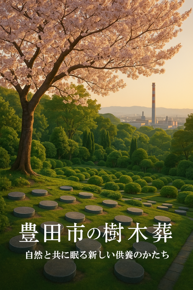 豊田市の樹木葬霊園イメージ、桜の木と美しい墓地風景