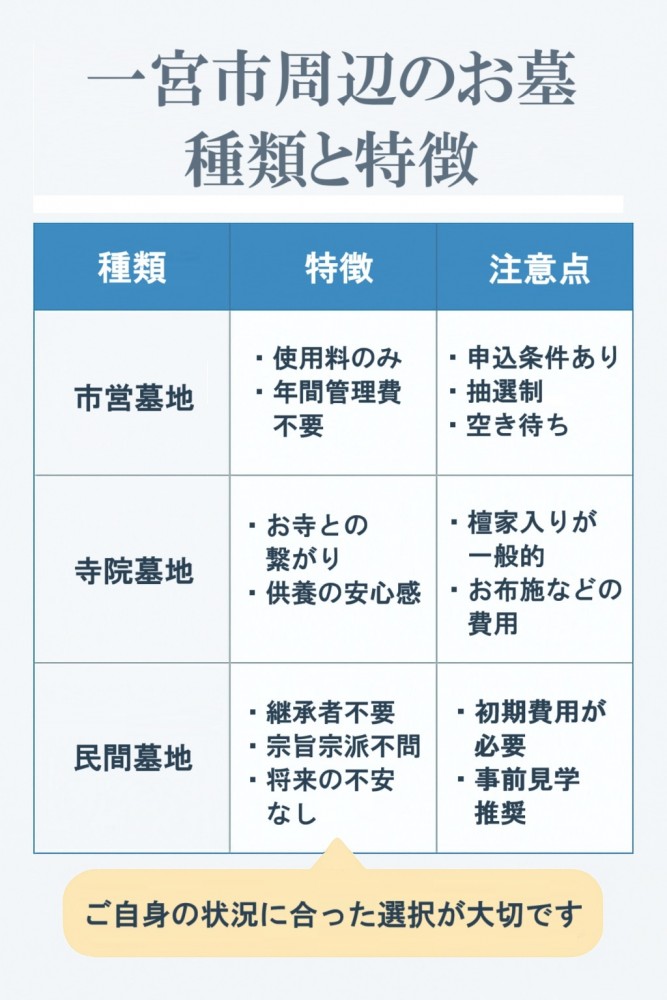 一宮市 お墓 種類 比較 市営墓地 寺院墓地 民間墓地
